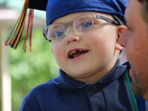 Five-year-old Harry is graduating from his early intervention speech pathology course.(ABC News: Niki Burnside