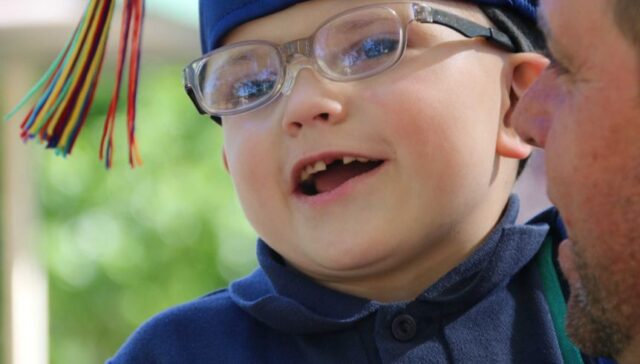 Five-year-old Harry is graduating from his early intervention speech pathology course.(ABC News: Niki Burnside