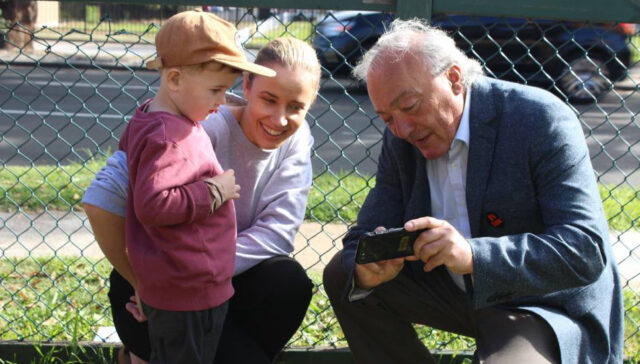 Dr Mike Freelander with Jen and Jack, a mother and son