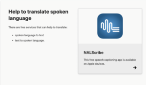 NALscribe promoted on the Department of Health and Aged Care website