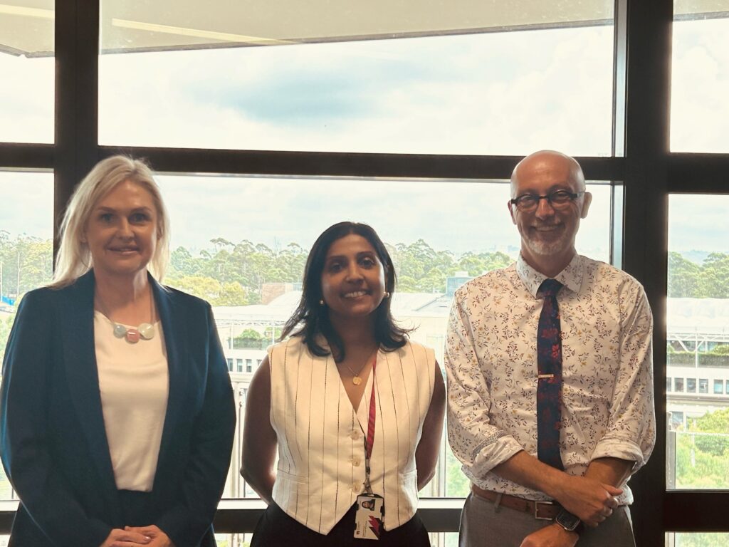 Left to Right: Federal MP Jenny Ware, Professor Bamini Gopinath,, and Distinguished Professor David McAlpine.