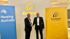 Hearing Australia Managing Director, Kim Terrell, and Cochlear CEO and President, Dig Howitt