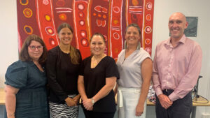 STORM project team (L-R): Ann-maree Grech, Project Co-ordinator, Aboriginal Children's Hearing Program, Professor Catherine McMahon, CI, Aboriginal Children's Hearing Program, Dr Donna Murray, CEO, Indigenous Allied Health Australia (IAHA), Amanda Wingett, Lecturer in Indigenous Health, The Australian National University, Luke Halvorsen, Research Fellow, Aboriginal Children's Hearing Health Program